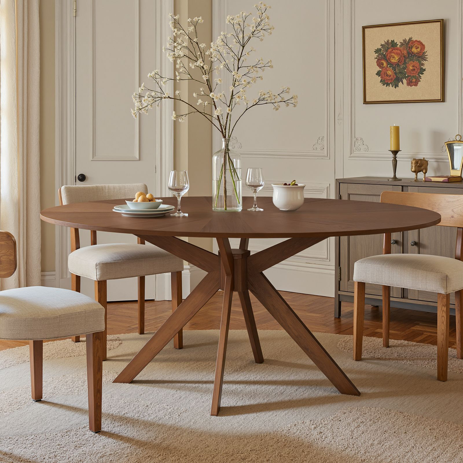 George Oliver 70.8"W Oval Solid Wood Base Dining Table | Wayfair
